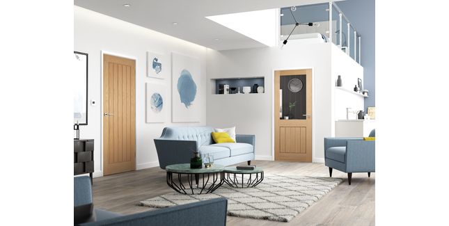 LPD Mexicano Unfinished Oak Half Light 1 Light Glazed Internal Door ...