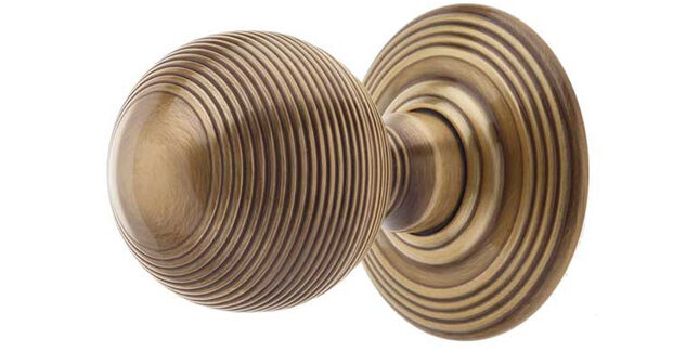 48mm Reeded Mortice Knob Pair (Antique Brass)