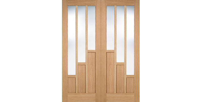 LPD Coventry Unfinished Oak 3 Light Glazed Internal Rebated Door Pair