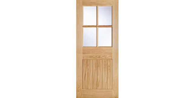 LPD Cottage-Style Unfinished Oak 1 Panel 4 Light Glazed Stable Door