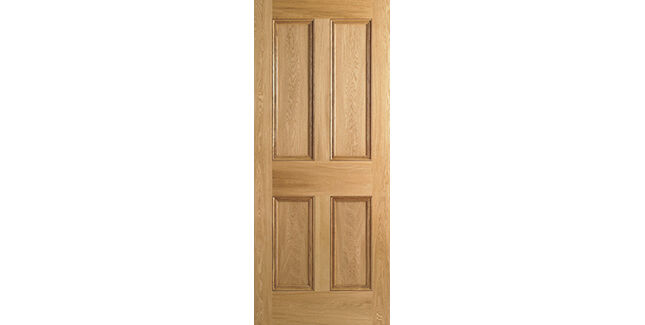 LPD Traditional 4 Panel Flat Panel Unfinished Oak Solid Internal Door