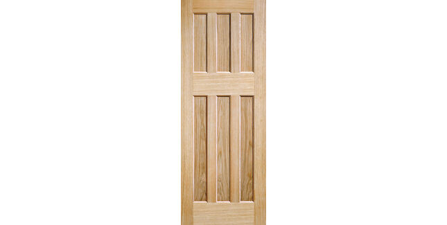 LPD DX 60s Style 6 Panel Unfinished Oak FD30 Internal Fire Door