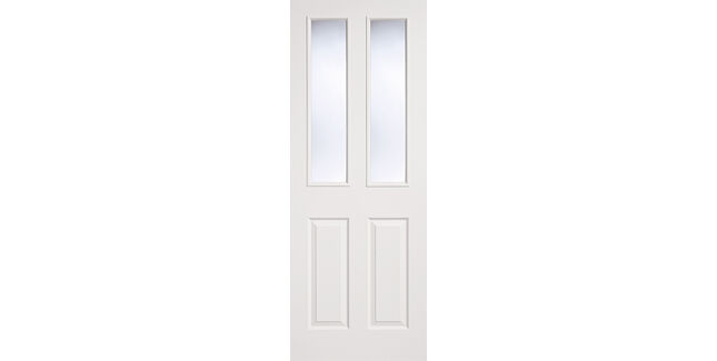 LPD Traditional 2 Panel White Primed Moulded 2 Light Glazed Internal Door