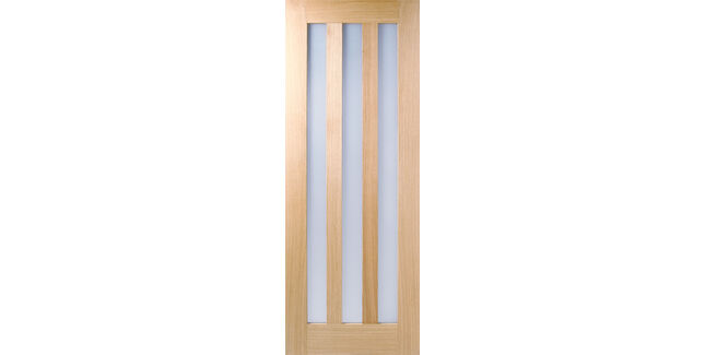 LPD Utah Pre-Finished Oak 3 Light Frosted Glazed Internal Door