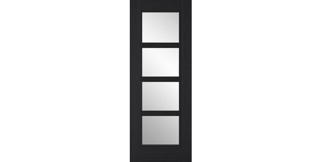 LPD Vancouver 4 Light Clear Glass Glazed Pre-Finished Charcoal Black Internal Door